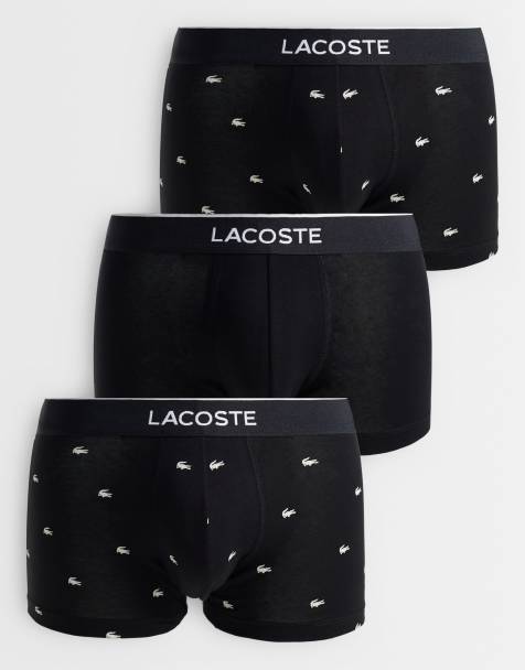 Lacoste - Lot de 3 boxers en coton stretch avec logo crocodile - Noir/imprimé croco - view 1
