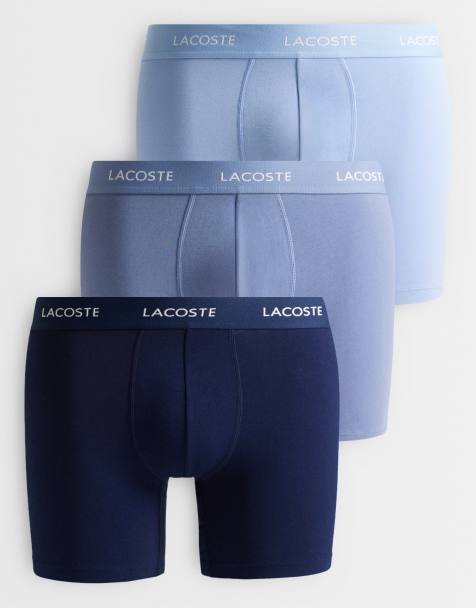 Lacoste lot de 3 boxers en coton stretch ton sur ton bleus - view 1