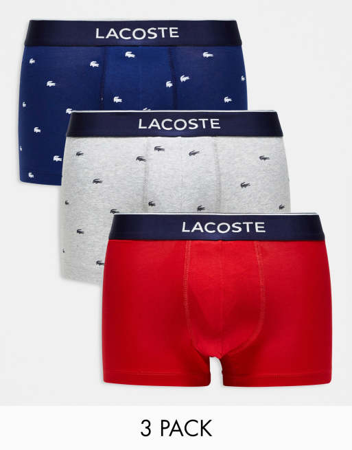 Lacoste - Lot de 3 boxers à imprimé graphique - Multicolore