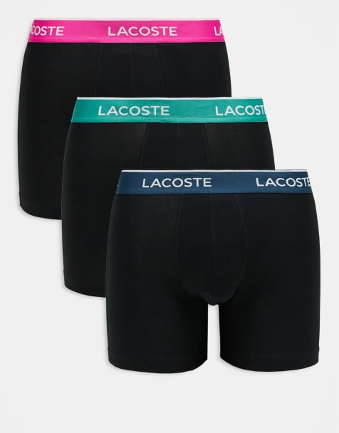 Lacoste - Lot de 3 caleçons à taille colorée - Noir - view 1