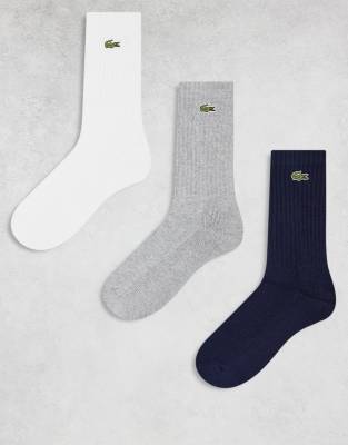Lacoste - Lot de 3 paires de chaussettes de sport - Noir, gris et blanc