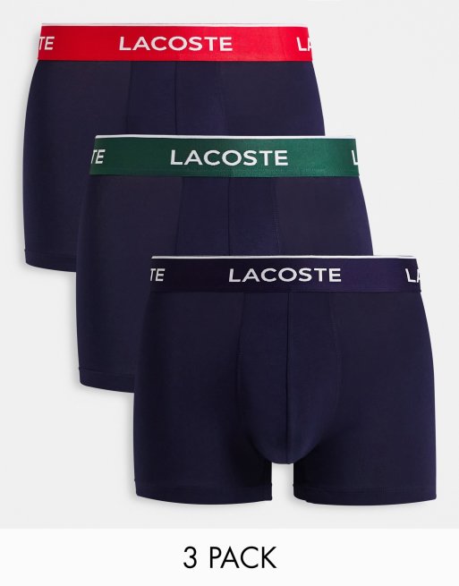 Lacoste Lot de 3 slips à taille colorée Bleu marine ASOS