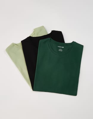 Lacoste - Lot de 3 t-shirts confort - Noir, vert et vert clair-Multicolore