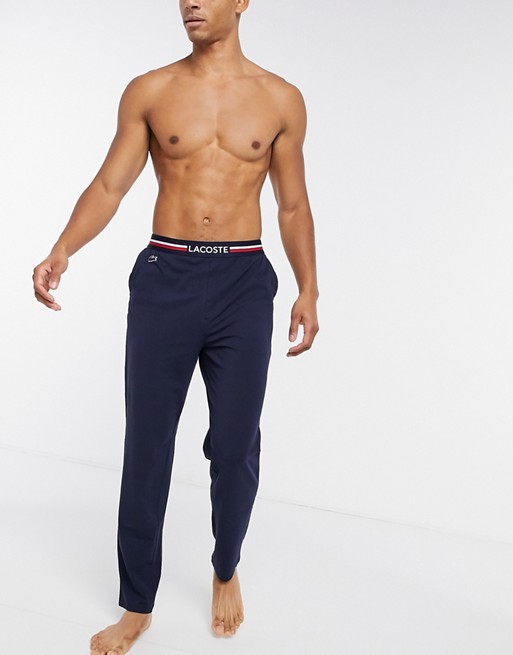 Lacoste lounge joggers with coloured waistband in navy