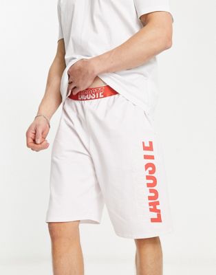 Lacoste lounge shorts in off white with contrast waistband - ASOS Price Checker