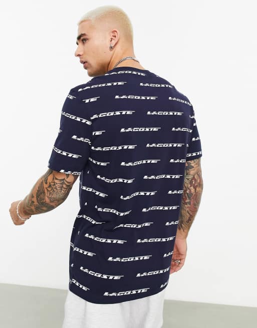 Lacoste - Lounge T-shirt bedekt met logo in marineblauw, 2 van 4