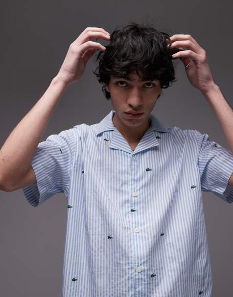 Lacoste - Loungekleding - Gestreept overhemd met korte mouwen en bedekt met krokodillenprint - view 1