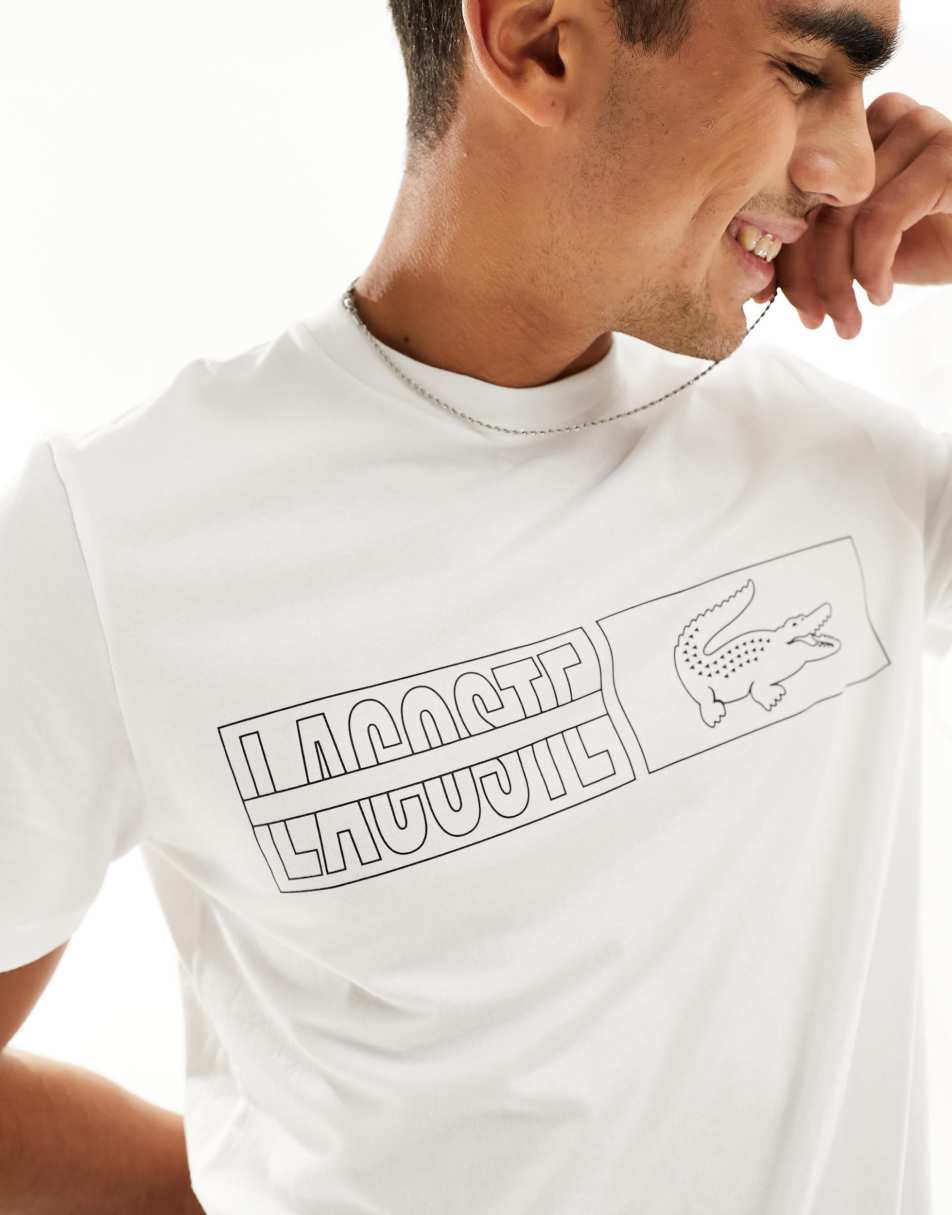 Lacoste loungewear heritage graphics t-shirt in white