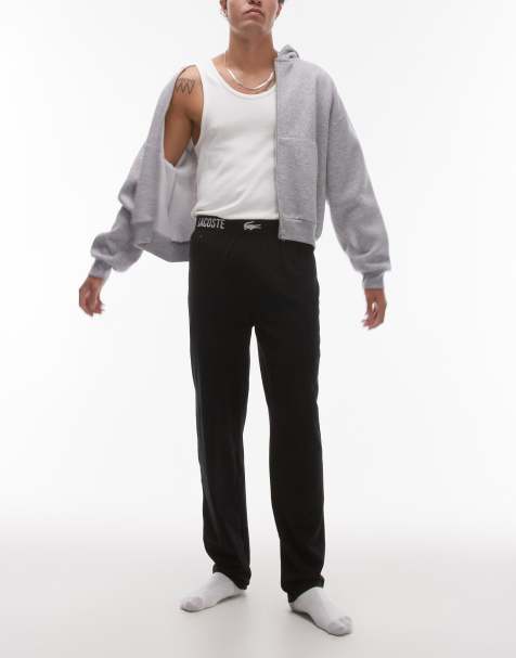 Lacoste – Loungewear-Hose in Schwarz mit Bundband - view 1