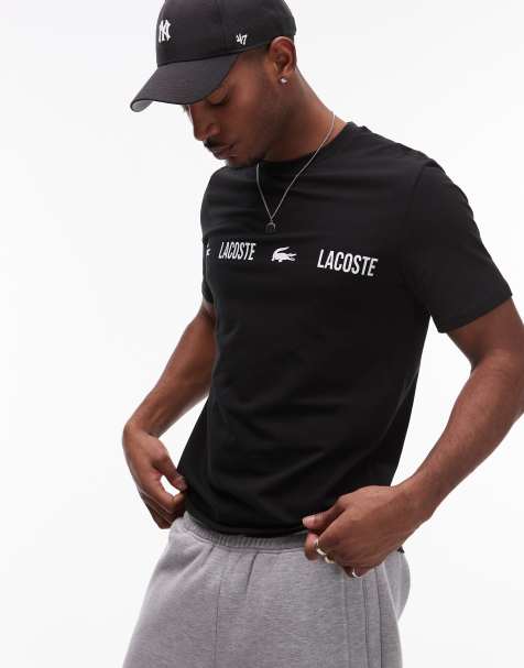 Lacoste loungewear t-shirt in black with logo stripe - view 1