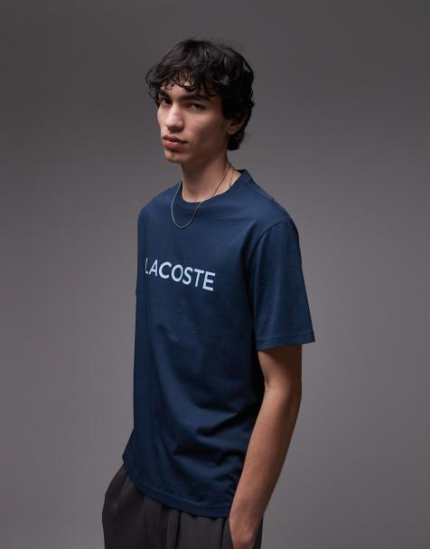 Lacoste loungewear t-shirt in navy blue with logo print - view 1