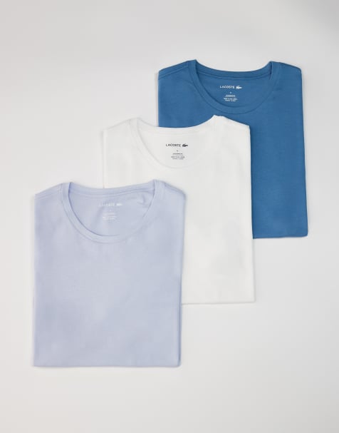 Lacoste – Loungewear-T-Shirts in Marineblau und Weiß im 3er-Pack - view 1