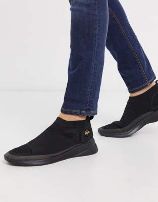 lacoste black sock trainers