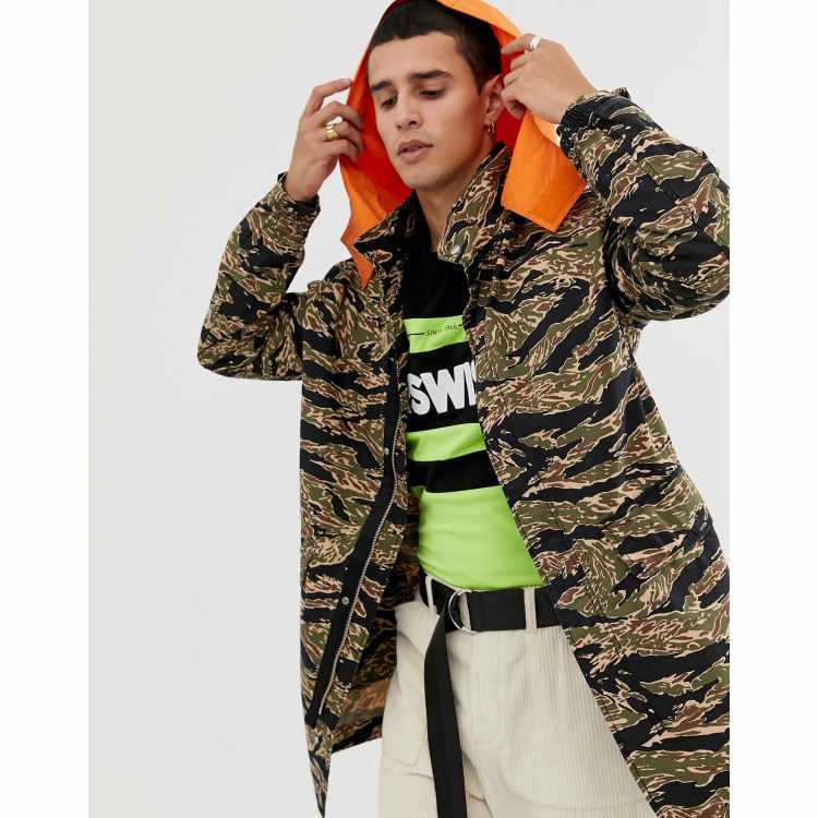 Camo on sale longline jacket