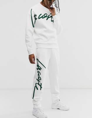 lacoste white joggers