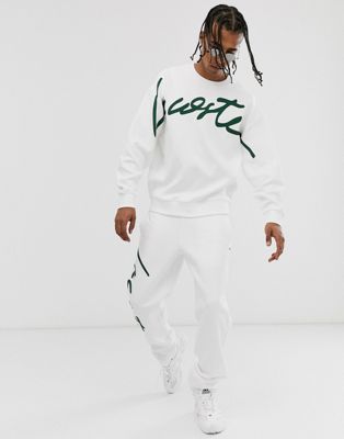 lacoste white joggers