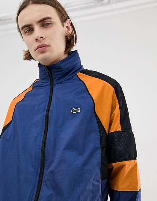 lift Young server Lacoste L!VE nylon retro track jacket in navy | ASOS