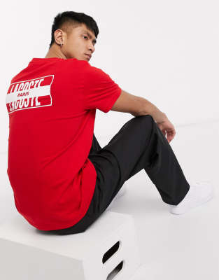 Lacoste L VE Paris box logo t shirt in red ASOS