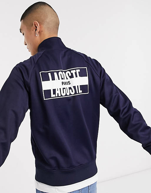 Lacoste L!VE Paris box logo track jacket in navy