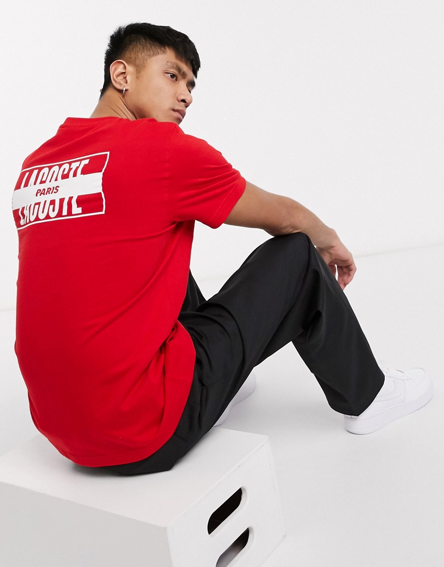 Lacoste- L!VE Paris - Rød t-shirt med bokslogo