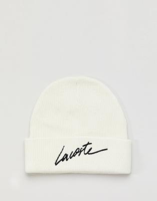 lacoste knitted logo beanie