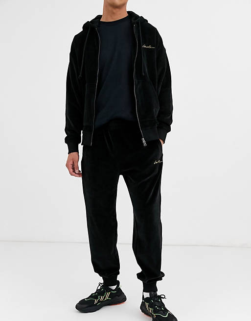 Lacoste L!VE velour joggers in charcoal | ASOS