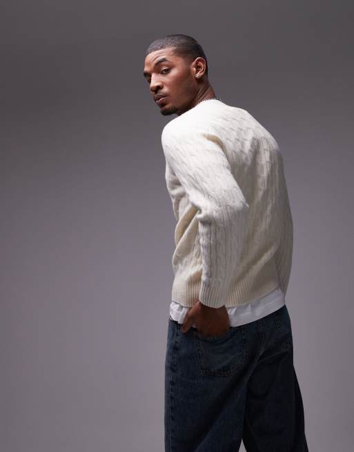 Lacoste Maglione lavorato a trecce bianco ASOS