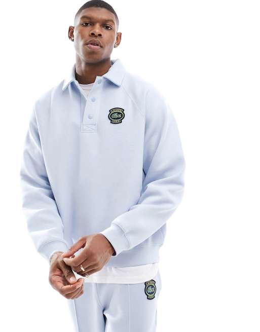 Lacoste Maglione stile polo in piqué azzurro ASOS