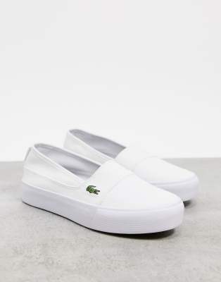 lacoste canvas slip on shoes