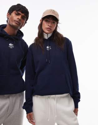 Lacoste – Marinblå huvtröja med logga framtill - view 1