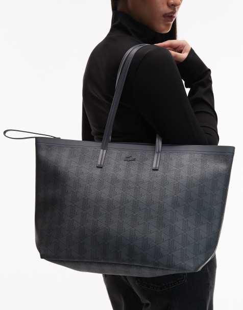 Lacoste – Marinblå, mönstrad toteväska med axelrem - view 1