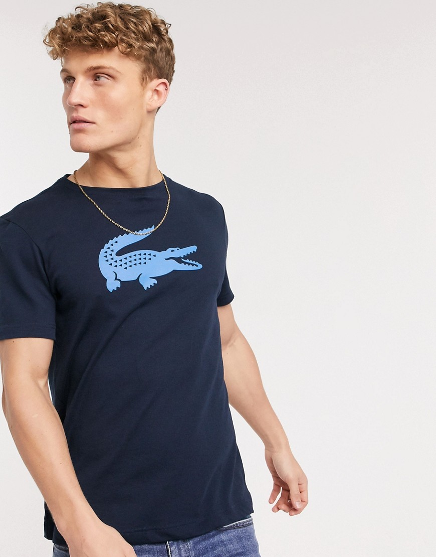 Lacoste – Marinblå sportig t-shirt med croc-logo