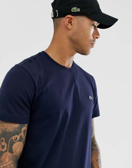 Lacoste – Marinblå t-shirt i pimabomull med logga, 3 av 4