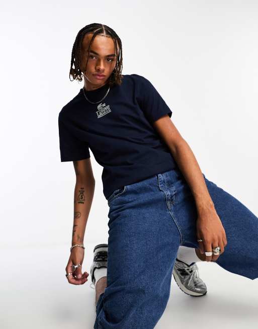 Lacoste – Marinblå t-shirt med logga på bröstet