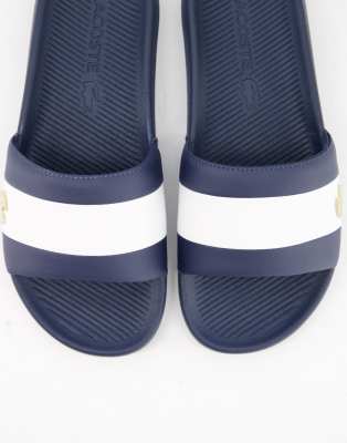 lacoste croco sliders navy with gold croc