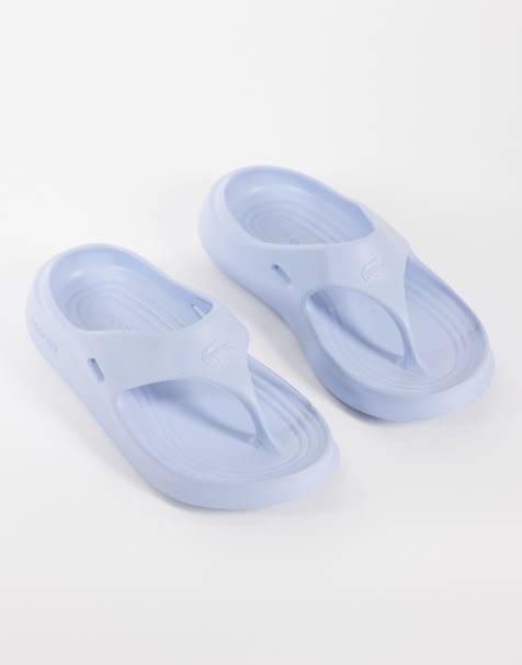 Lacoste Meduz logo thongs in lilac - view 1