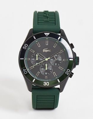 Lacoste mens chronograph silicone watch in green 2011153