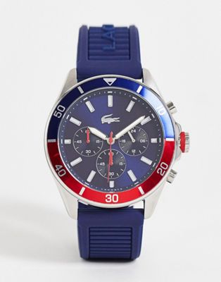 Lacoste mens chronograph silicone watch in navy 2011154