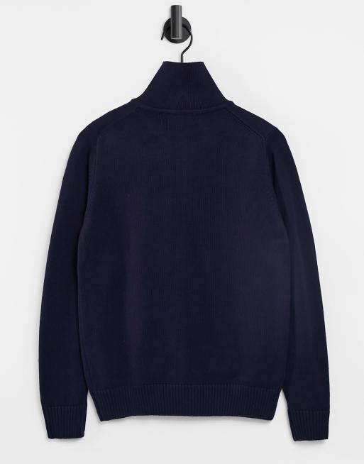 ■LACOSTE■ Men's Wide Ribbed Collar Fleece Jacket Dark Navy Lacoste Men S Wide Rib Collar Fleece Jacket [dark Navy
