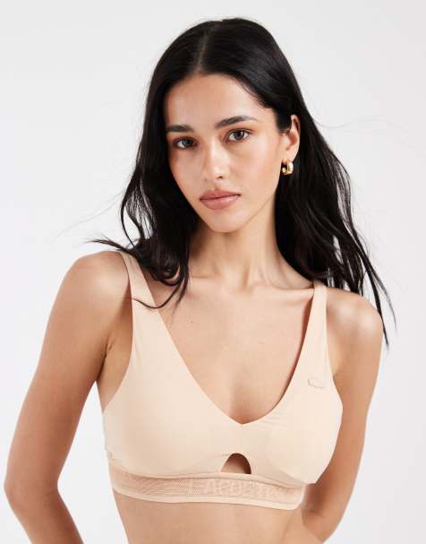 Lacoste microfibre cut out bra in beige - view 1