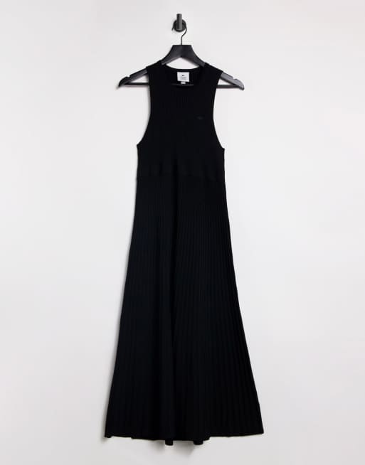 Lacoste – Midikleid mit Racerback in Schwarz