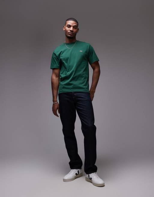 Lacoste midweight boxy fit t-shirt in dark green | ASOS