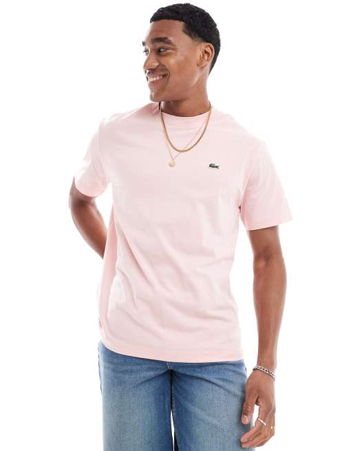 Lacoste – Mittelschweres T-Shirt in Hellrosa mit kastigem Schnitt
