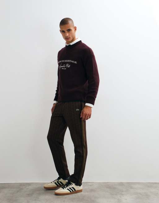 Lacoste monogram co-ord sweatpants in brown , 4 of 5