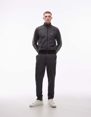 Lacoste Men's Black Monogram Co-Ord Track Pants In