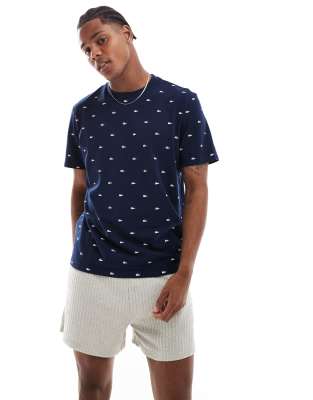 Lacoste Lacoste monogram logo pj t-shirt in navy
