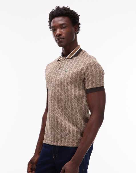 Lacoste monogram polo shirt in beige - view 1