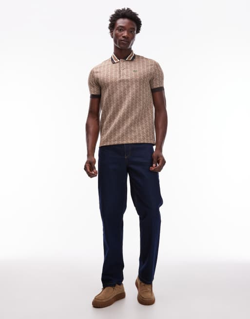 Lacoste monogram polo shirt in beige