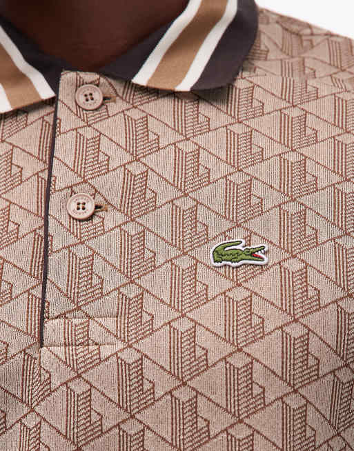 Lacoste monogram polo shirt in beige