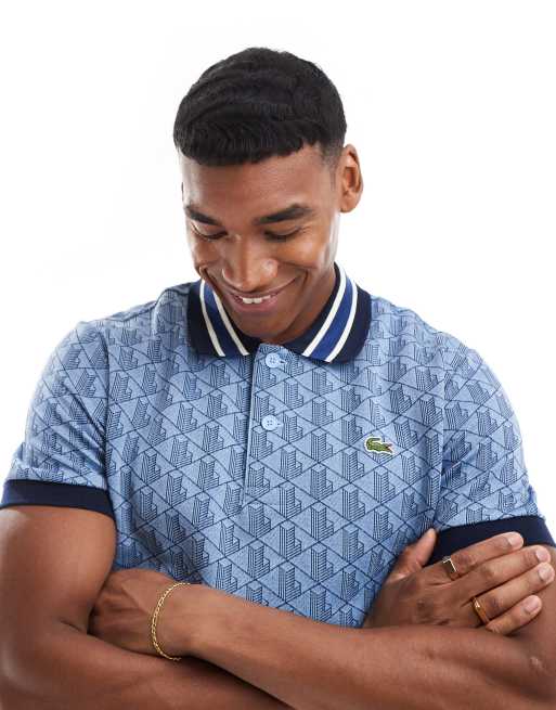 Lacoste monogram polo shirt in blue